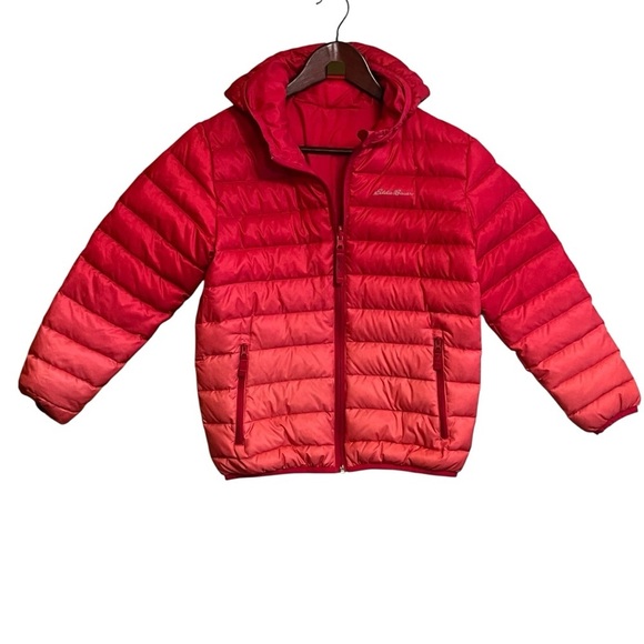 Eddie Bauer Puffer Reversible Hooded Duck Down Zip Jacket Size Child’s 10/12 - Picture 1 of 13